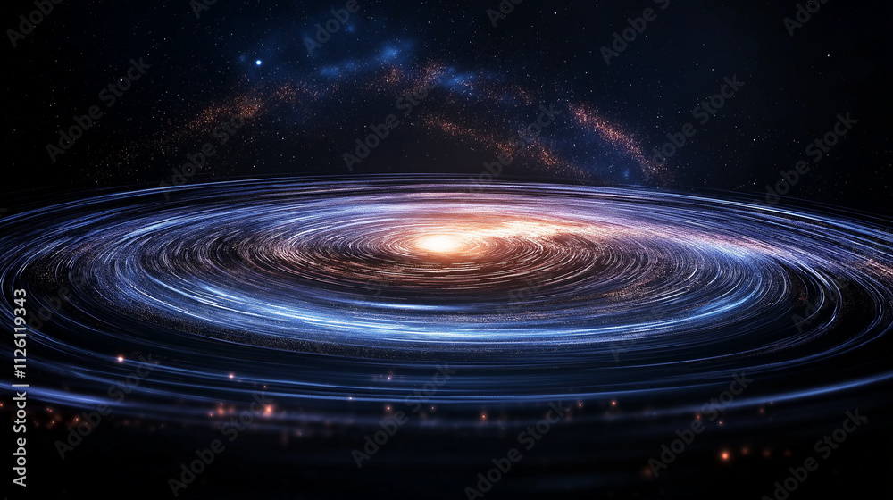 Obraz premium Cosmic Spiral: A mesmerizing view of a spiral galaxy, with a bright core and swirling arms illuminated by stars. The vastness of space is captured in this breathtaking image.