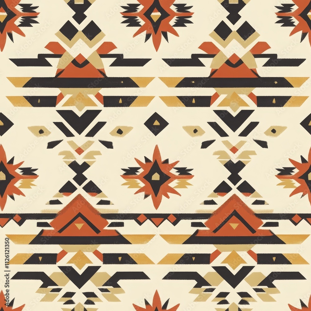 Vibrant Aztec Tribal Pattern with Geometric Shapes Vibrant Aztec Tribal Pattern with Geometric Shapes