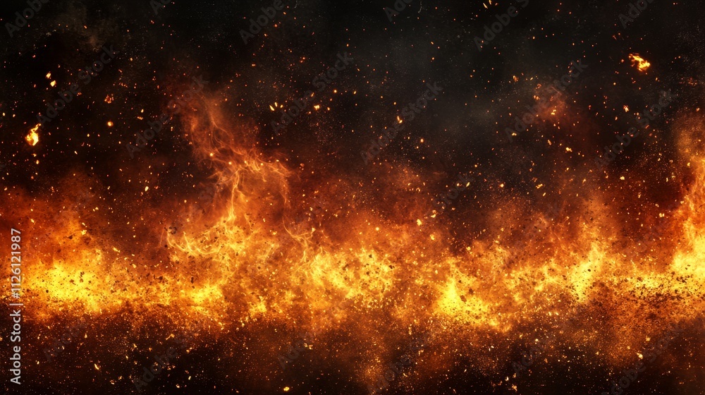 Obraz premium Fire Blaze Flame Background, Intense Heat Sparks, Fiery Inferno, Dramatic Flames