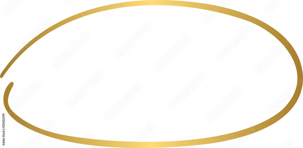 Golden hand drawn line circle, oval frame Golden hand drawn line circle, oval frame