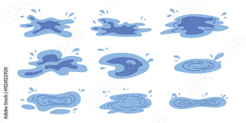 Simple Blue Water Puddle and Water Splash