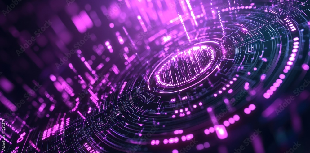 Abstract digital design featuring circular patterns and vibrant purple hues. Abstract digital design featuring circular patterns and vibrant purple hues.