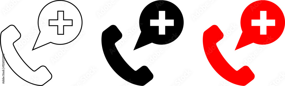 Obraz premium outline silhouette emergency call icon set