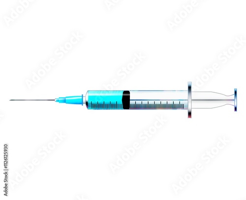 injection filled with blue liquid isolated from background