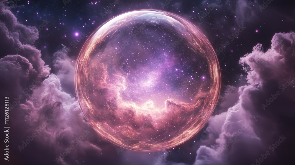 Fototapeta premium Cosmic Nebula Contained Within A Glass Sphere