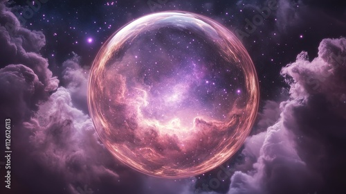 Cosmic Nebula Contained Within A Glass Sphere