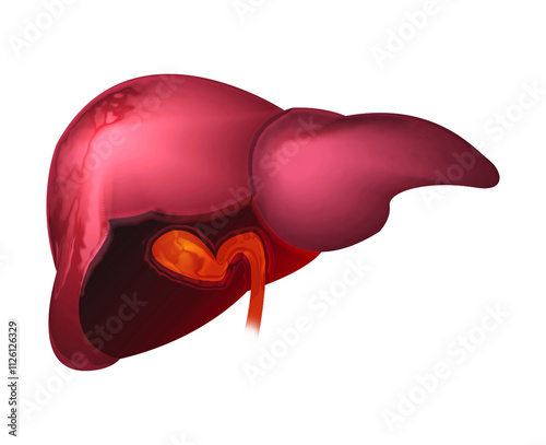 illustration of human liver isolated background