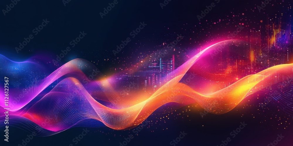 Fototapeta premium Abstract digital background with glowing connections and nodes in dark background