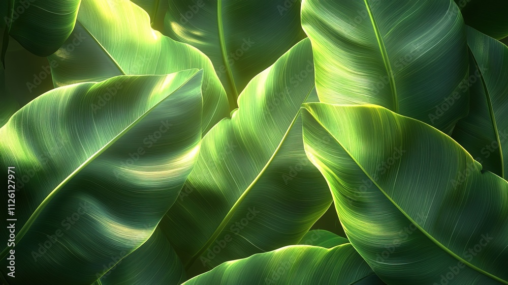 Tropical smooth pattern with large leaves and green colors Tropical smooth pattern with large leaves and green colors