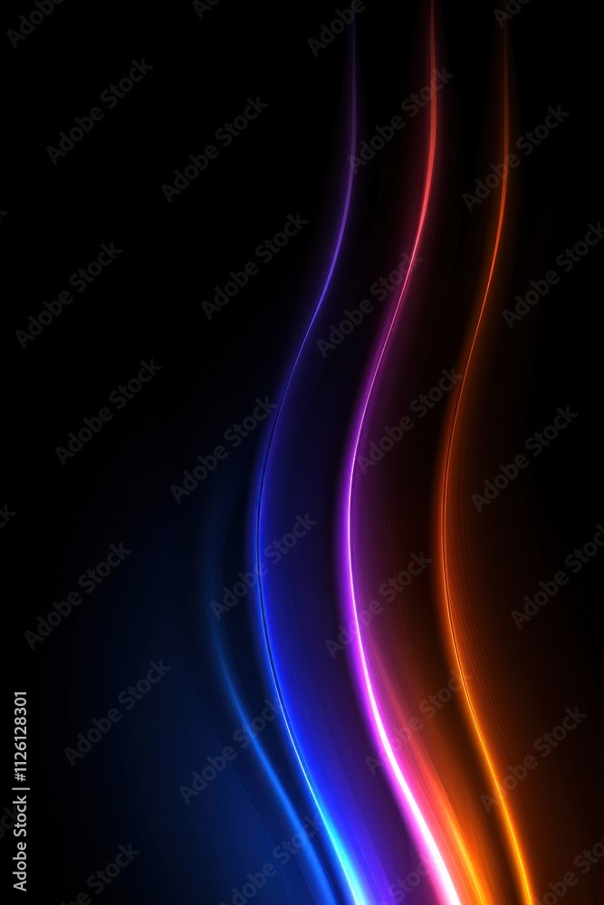 Obraz premium A colorful, abstract image of a wave with a black background