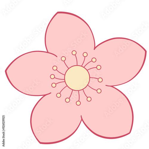 pink flower isolated on white background cartoon 