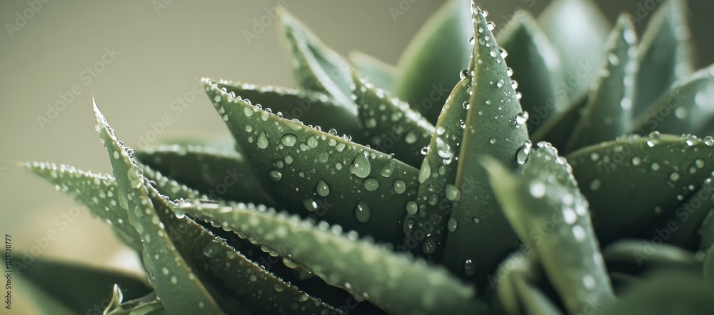 Close-up of a succulent plant with water droplets on its leaves. Close-up of a succulent plant with water droplets on its leaves.