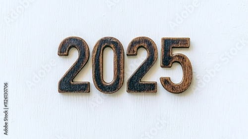 Wooden Numbers Forming The Year Two Thousand Twenty Five photo