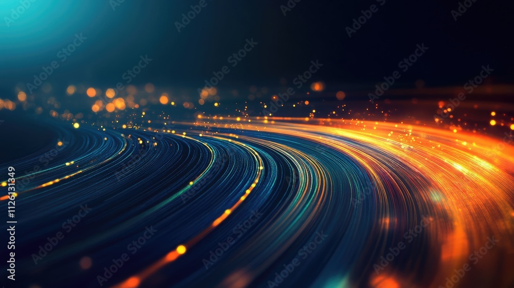 Abstract Digital Art with Colorful Lines and Glowing Particles Abstract Digital Art with Colorful Lines and Glowing Particles
