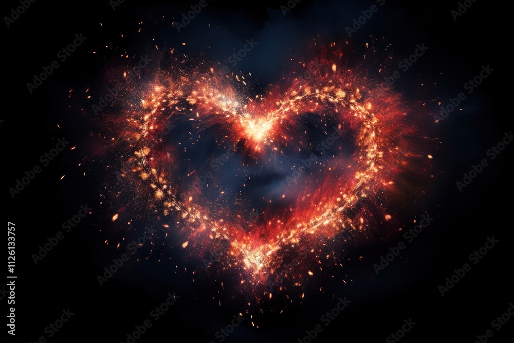 Shape of a heart fireworks outdoors illuminated. Shape of a heart fireworks outdoors illuminated.