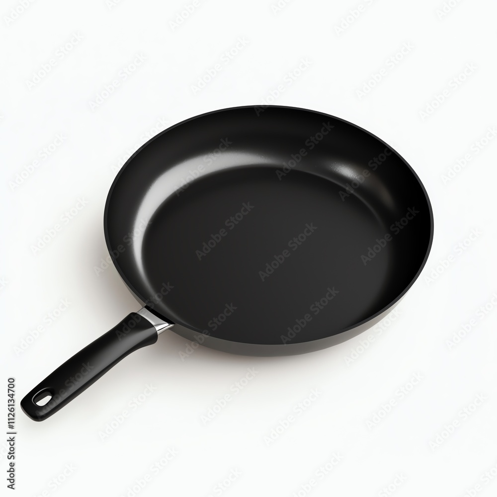 A sleek, black frying pan with a smooth surface and a comfortable handle, ideal for various cooking tasks. A sleek, black frying pan with a smooth surface and a comfortable handle, ideal for various cooking tasks.