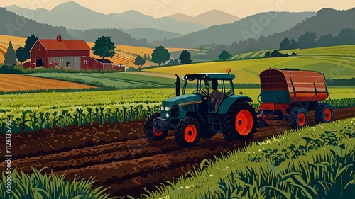 Organic farming and agriculture flat colors posters. Vector illustration for social, banner or card.