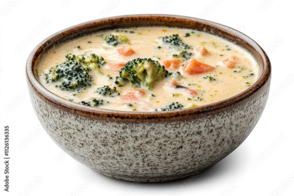 A bowl of creamy broccoli and tomato soup, ready to be enjoyed as a comforting meal. A bowl of creamy broccoli and tomato soup, ready to be enjoyed as a comforting meal.