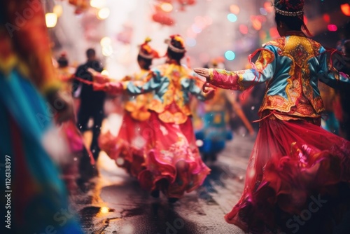 Chinese New Year celebration festival dancing.