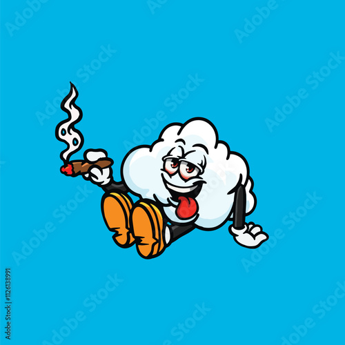 cloud character cartoon cute smoking digital art vector