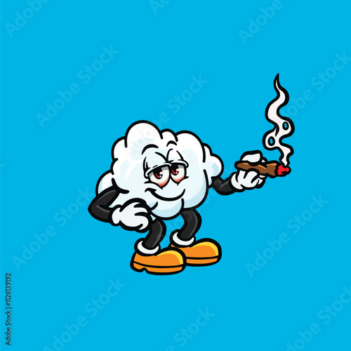 cloud character cartoon cute smoking digital art vector