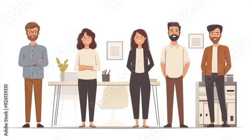 Modern Office Environment with Diverse Staff Vector Illustration