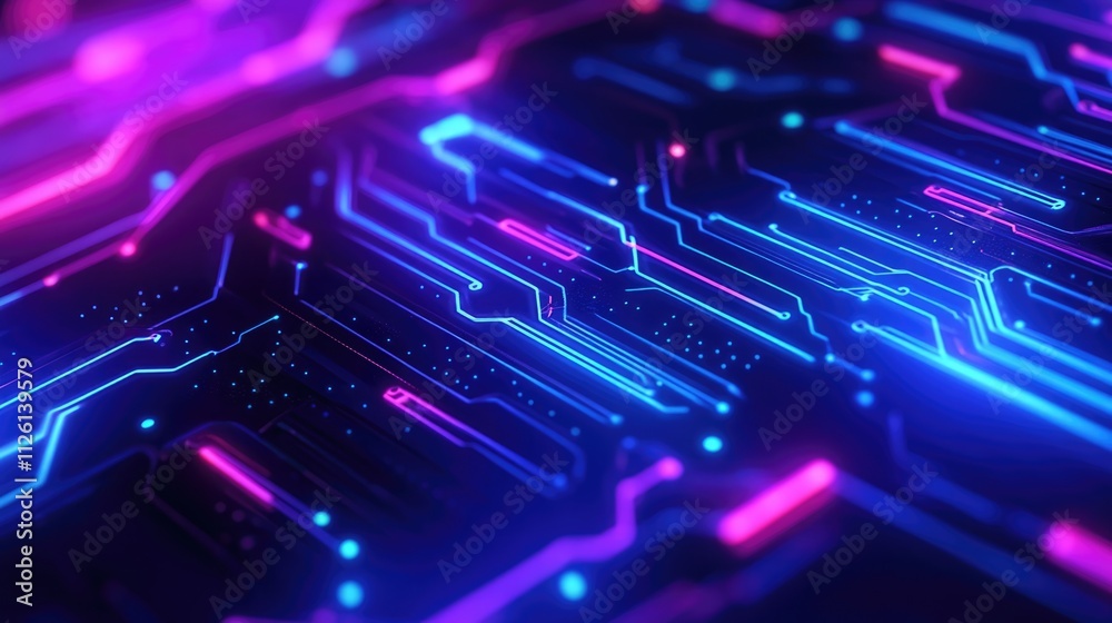 Abstract Futuristic Circuitry with Neon Lights Abstract Futuristic Circuitry with Neon Lights