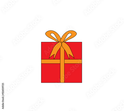 The gift is red on a white background