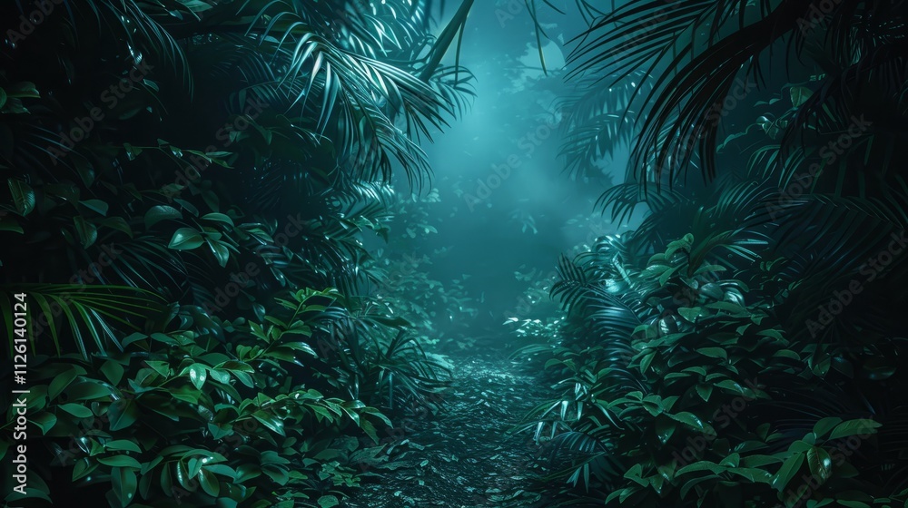 A Mystical Path Through a Dense, Foggy Jungle A Mystical Path Through a Dense, Foggy Jungle