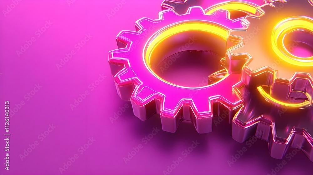 pink & yellow gears: abstract 3d design - abstract backgrounds