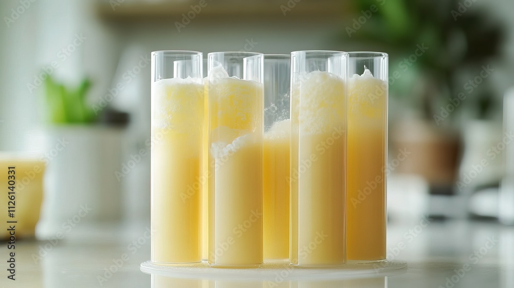 Pasteurized milk test tubes in laboratory, microbiological testing Pasteurized milk test tubes in laboratory, microbiological testing