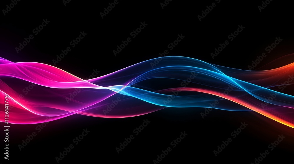 Neon swirling colorful lights on black background, bright vibrant waves, abstract light effect, futuristic Neon swirling colorful lights on black background, bright vibrant waves, abstract light effect, futuristic
