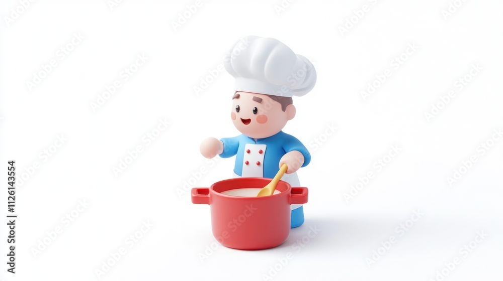 A cheerful cartoon chef stirring a pot, symbolizing cooking and culinary creativity. A cheerful cartoon chef stirring a pot, symbolizing cooking and culinary creativity.