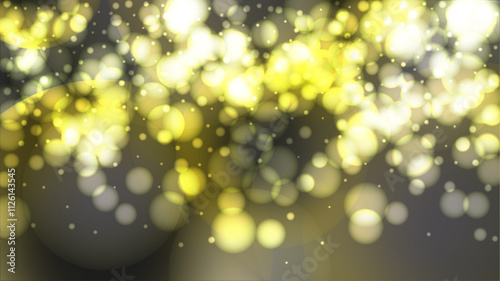 Festive Abstract Defocused Light Spot Background Design. Christmas snowfall Vector Horizontal Illustration. Cosmic Universe Print. Glitter confetti. Good for Banners, Posters, Covers, Flyers.