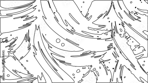 Contour lines of  long splattered paint strokes