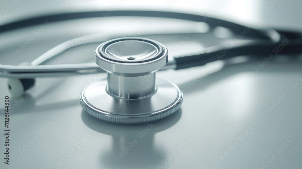 Closeup of a Stethoscope on a White Surface Closeup of a Stethoscope on a White Surface