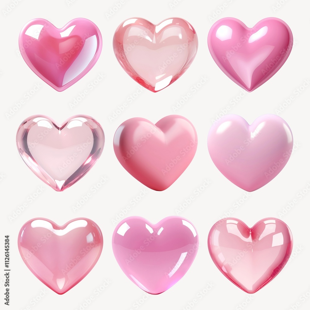 3D heart-shaped design element set 3D heart-shaped design element set