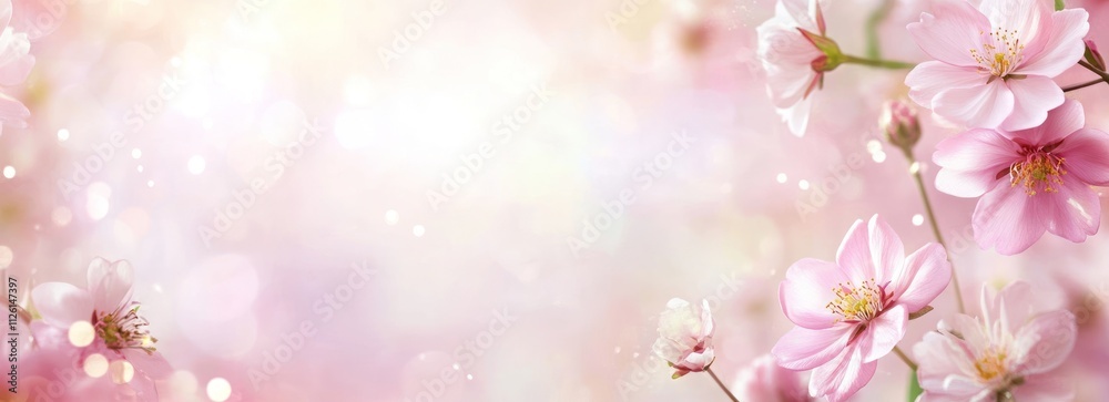 A soft, dreamy background featuring pink blossoms and a blurred light effect. A soft, dreamy background featuring pink blossoms and a blurred light effect.