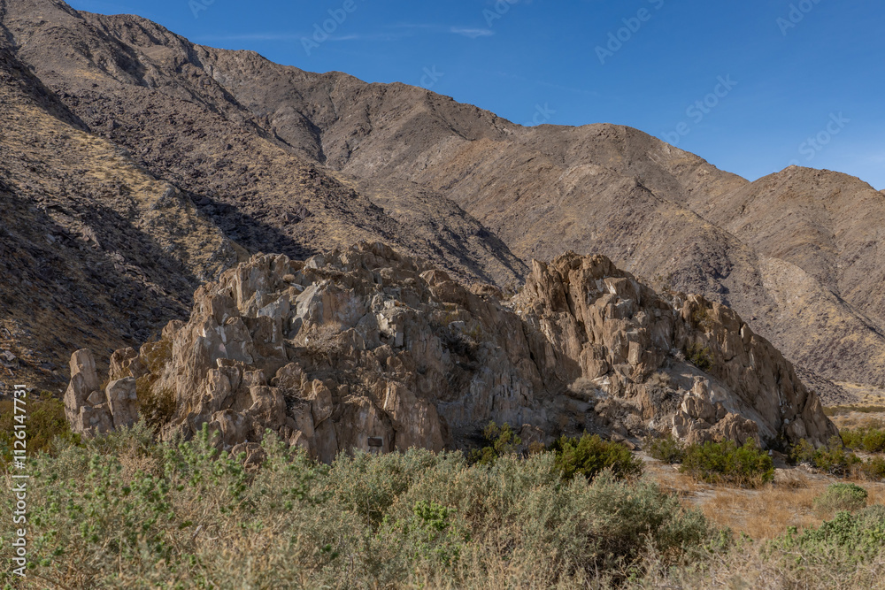 Metasedimentary Rocks / Marble( limestone). , Shiprock / Angel Cove Monument, Palm Springs, California. San Jacinto Mountains ,Salton Trough Metasedimentary Rocks / Marble( limestone). , Shiprock / Angel Cove Monument, Palm Springs, California. San Jacinto Mountains ,Salton Trough