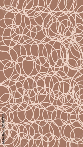 Abstract brown Background with Swirl Scribble Texture. Modern mocha mousse 1920x1080 ratio backdrop, social media wallpaper with rough line drawing.