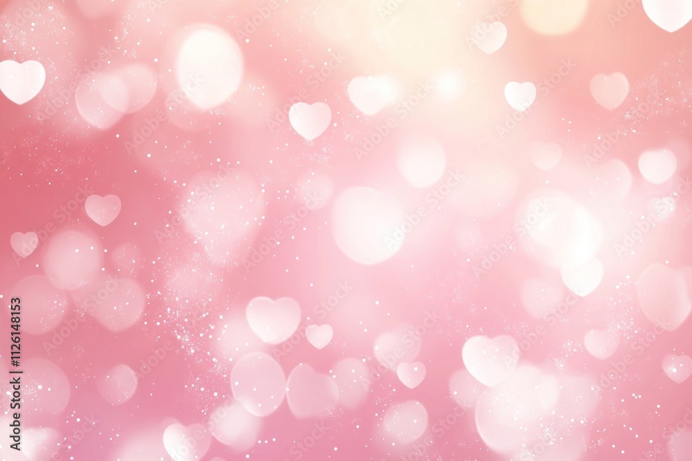 Pink pastel background with hearts and bokeh lights pink valentine's outdoors. Pink pastel background with hearts and bokeh lights pink valentine's outdoors.