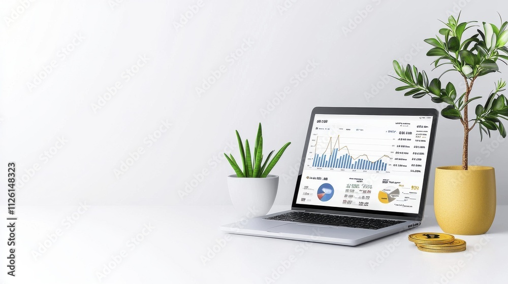 Cryptocurrency Market Analysis Laptop | Minimalist design Cryptocurrency Market Analysis Laptop | Minimalist design
