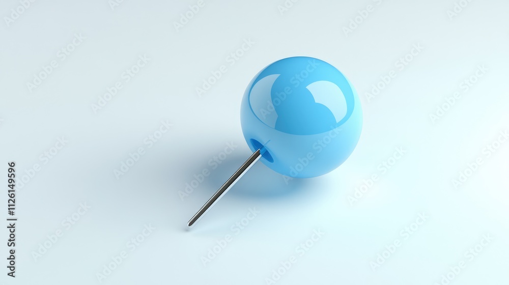 Single Blue Pin on a White Background Single Blue Pin on a White Background