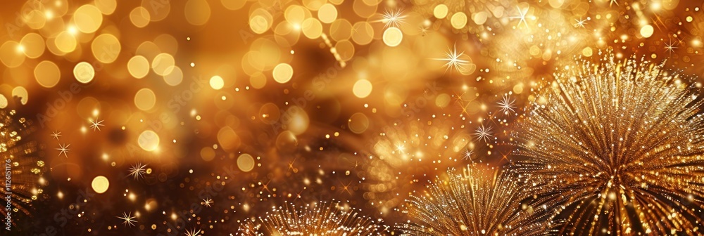 Fototapeta premium Gold glitter background fireworks holiday year.