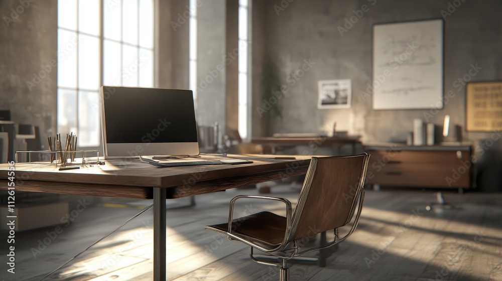 Cozy Home Office with Warm Lighting and Wooden Furniture Cozy Home Office with Warm Lighting and Wooden Furniture