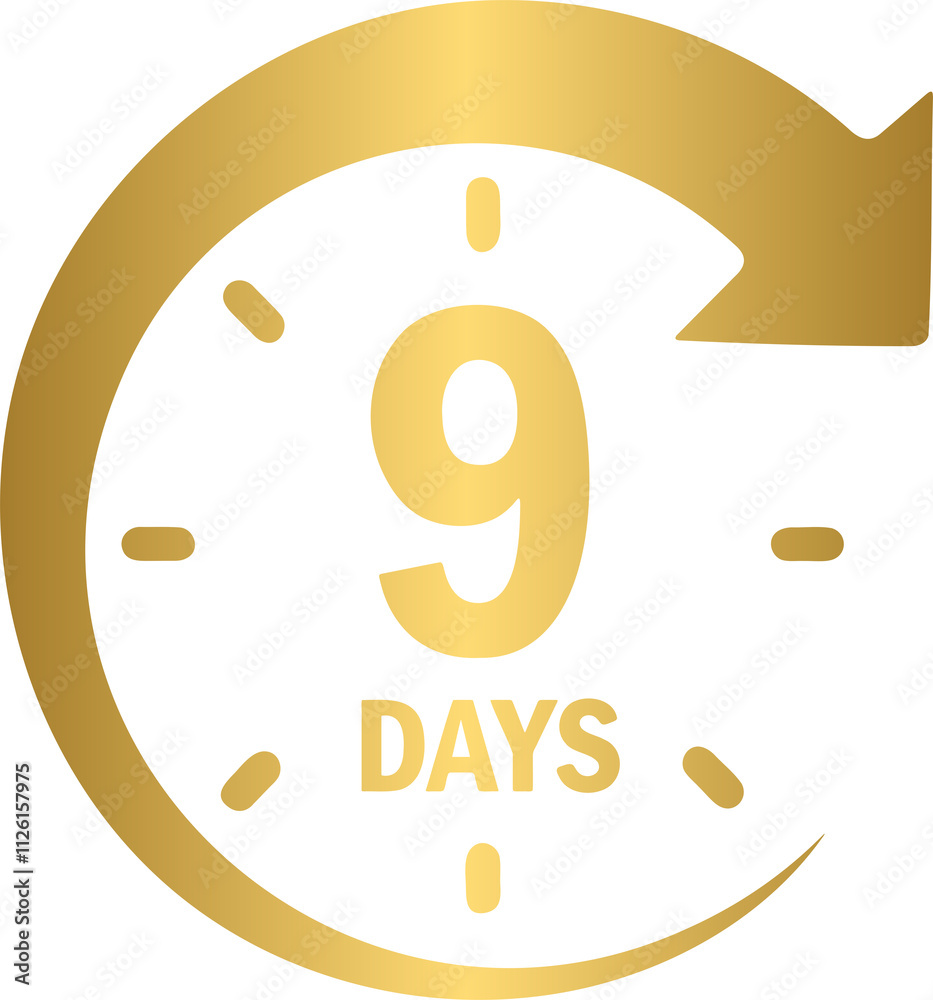 9 days timer count icon, stopwatch timer icon, countdown timer 9 days timer count icon, stopwatch timer icon, countdown timer