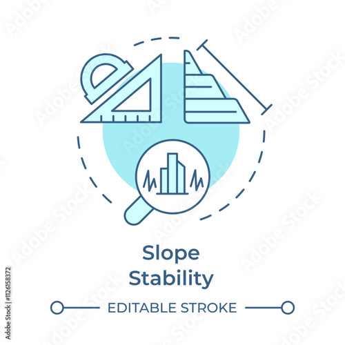 Slope stability soft blue concept icon. Prevention of landslides and soil failures. Geotech advantages. Round shape line illustration. Abstract idea. Graphic design. Easy to use in presentation