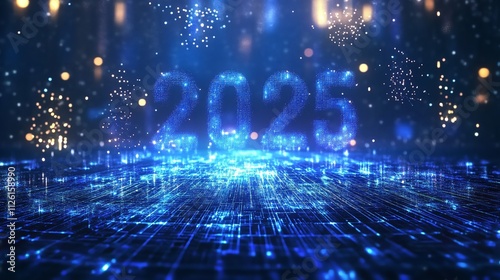 Abstract 2025 Happy New Year Digital Banner Background