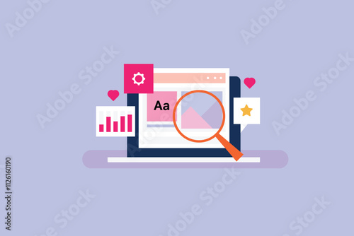 Website Analysis software, Website SEO optimization, Website promotion, Digital marketing tool. Vector illustration concept with icons
