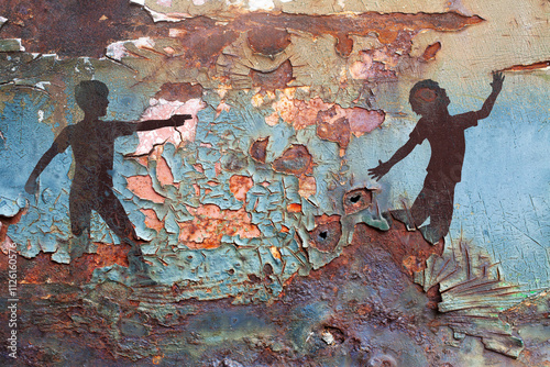 Two boys playing war games